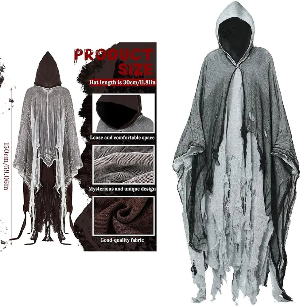 Halloween Cape, Dead Witch Zombie Costume Skull