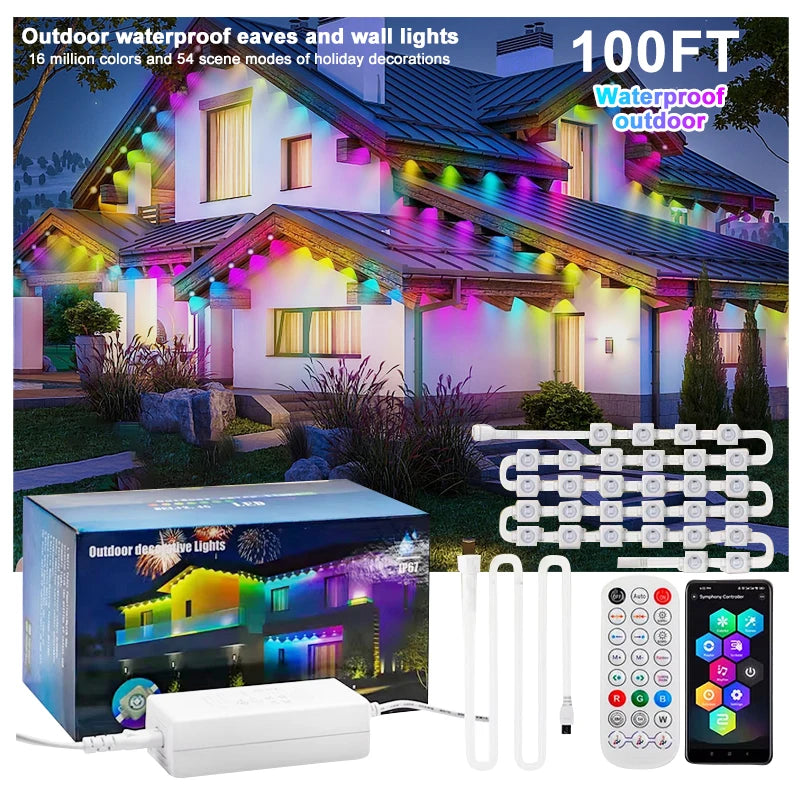 Permanent Outdoor Lights Smart RGBIC Eaves LED Lights