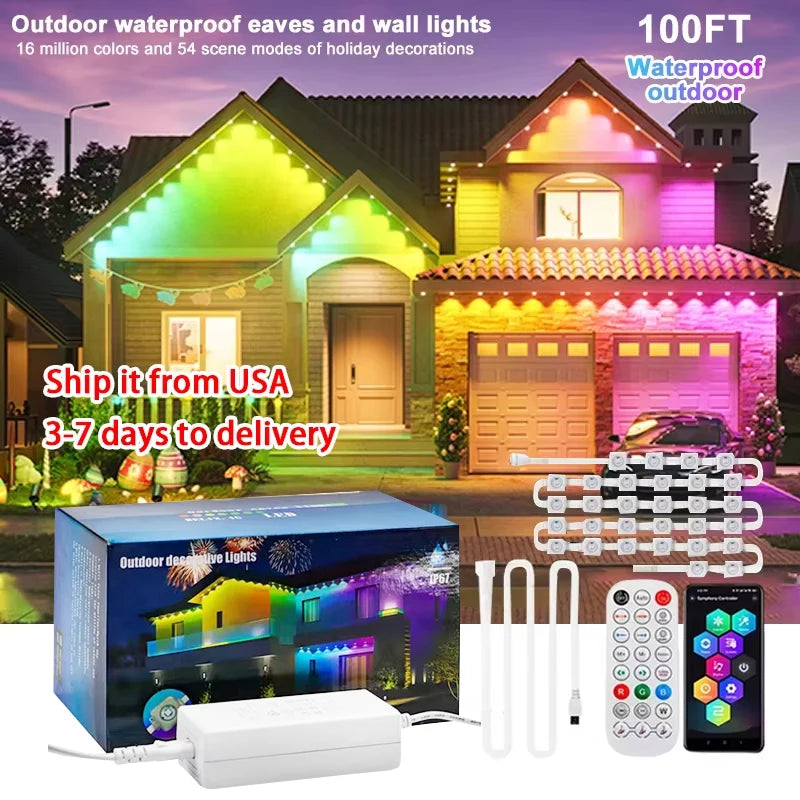 Permanent Outdoor Lights Smart RGBIC Eaves LED Lights