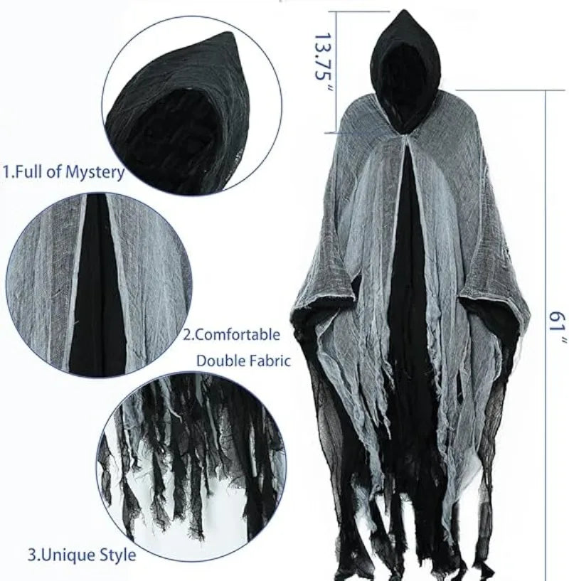 Halloween Cape, Dead Witch Zombie Costume Skull